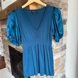 BCBGMaxAzria Teal V-Neck Blouse